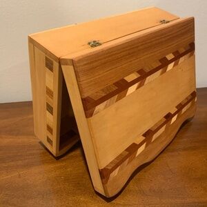Hand Crafted Scallop Front Inlaid Wood Dresser Box
